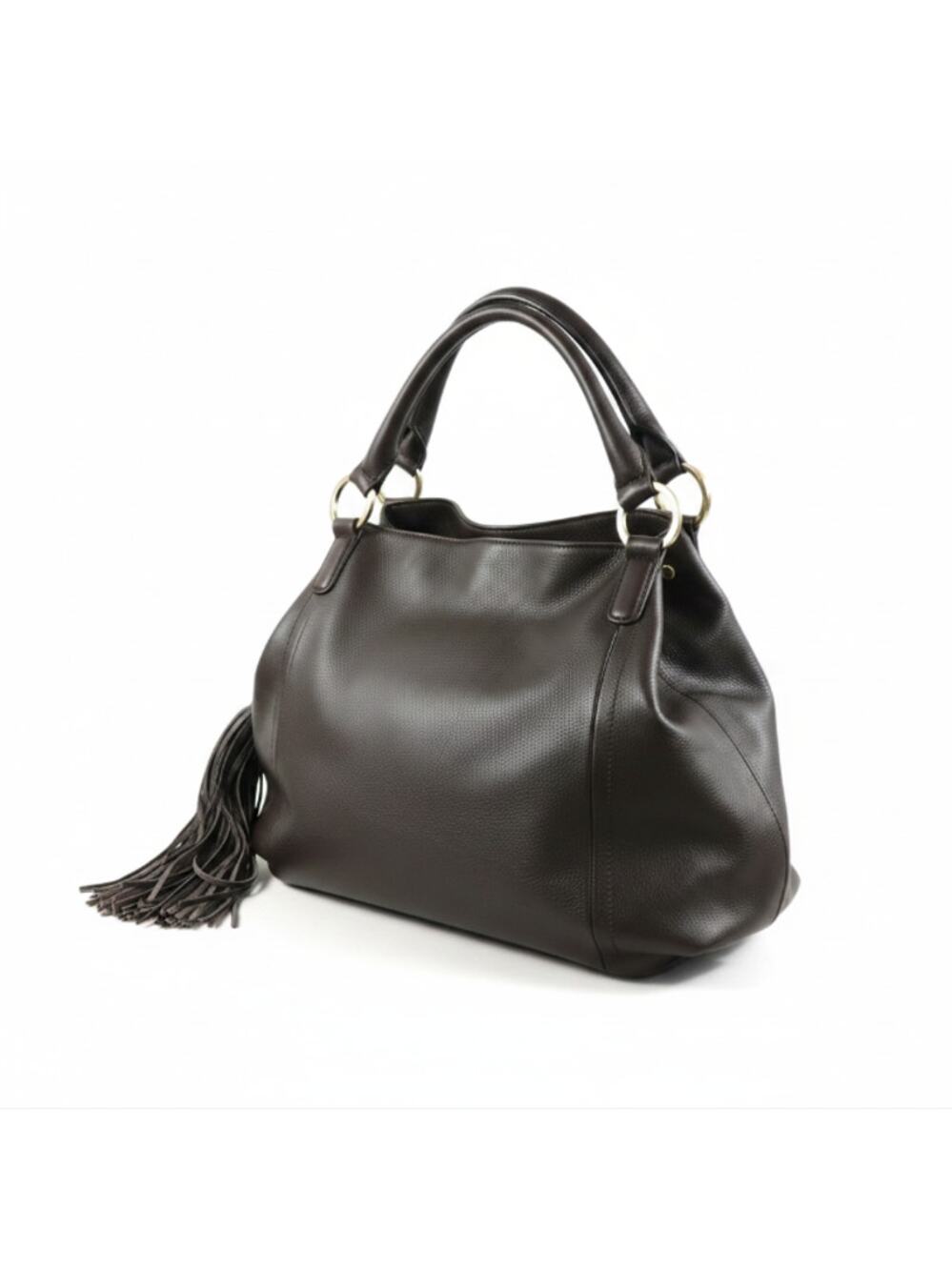 G.I.L.I. Pebbled Leather Hobo Tote Bag Brown Everyday Office Travel Weekender